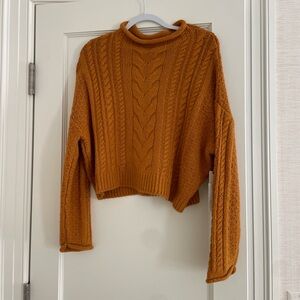 Anthropologie Amber Cable Knit Turtleneck Sweater